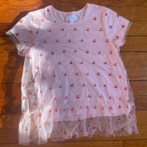 Pink cherry mesh shirt